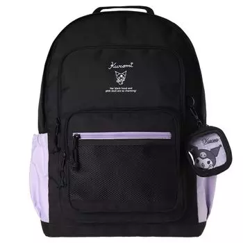 Рюкзак Sanrio D Pack Daypack из полиэстера с чехлом для наушников для поездок на работу и обратно в среднюю школу, старшую школу, учеников начальной школы, Kuromi