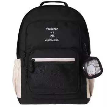Рюкзак Sanrio D Pack Daypack из полиэстера с чехлом для наушников для поездок на работу и обратно в среднюю школу, старшую школу, учеников начальной школы, Kuromi