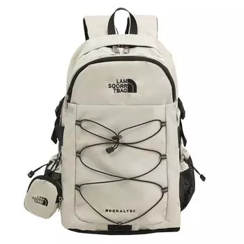 Рюкзак со шнурком Унисекс Легкий Дорожный Рюкзак Большой Вместимости Студенческий Школьный Рюкзак с Кошельком для Монет бежевый