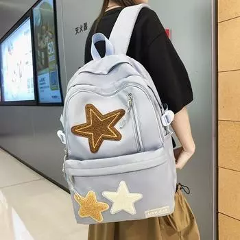Рюкзак со звездой, женский школьный рюкзак для учащихся старших классов средней школы, большой вместительный дорожный рюкзак чёрный