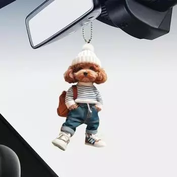 Рюкзак Собака Человек Подвесное украшение для дома Рождественская елка для автомобиля Зеркало заднего вида 2D Плоский акриловый щенок Подвесное украшение животное Подвеска Dog