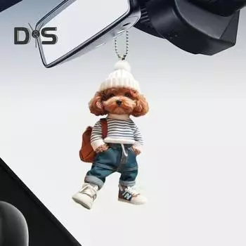 Рюкзак Собака Человек Подвесное украшение для дома Рождественская елка для автомобиля Зеркало заднего вида 2D Плоский акриловый щенок Подвесное украшение животное Подвеска Dog