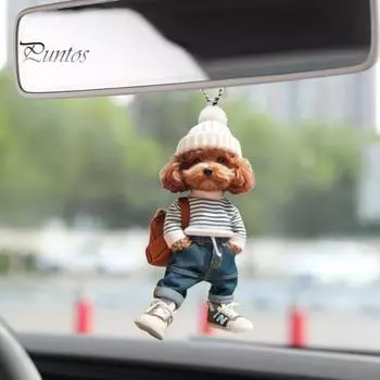 Рюкзак Собака Человек Подвесное украшение для дома Рождественская елка для автомобиля Зеркало заднего вида 2D Плоский акриловый щенок Подвесное украшение животное Подвеска Dog