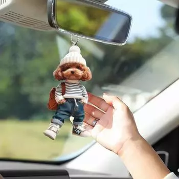 Рюкзак Собака Человек Подвесное украшение для дома Рождественская елка для автомобиля Зеркало заднего вида 2D Плоский акриловый щенок Подвесное украшение животное Подвеска Dog