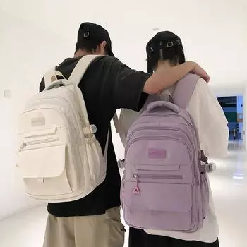 Рюкзак сплошного цвета, мужской рюкзак большой вместимости, легкая школьная сумка для студентов для женщин красный