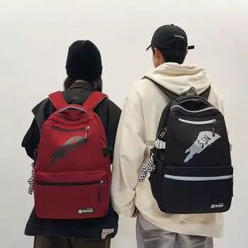 Рюкзак сплошного цвета, мужской школьный рюкзак для пары, туристический рюкзак для женщин красный