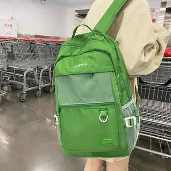 Рюкзак сплошного цвета, женский легкий школьный рюкзак, портативный рюкзак большой емкости розовый