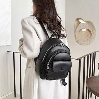 Рюкзак сплошного цвета, женский школьный рюкзак из мягкой кожи, небольшой рюкзак чёрный