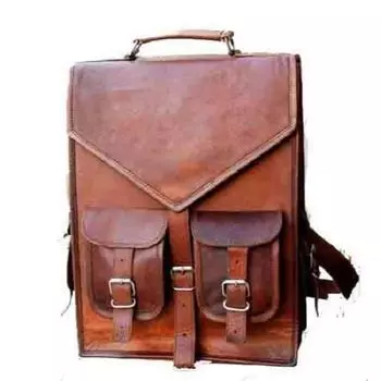 Рюкзак Stachel Messenger из козьей кожи коричневого цвета, винтажная кожаная сумка. 15 x 11 x 4 in коричневый