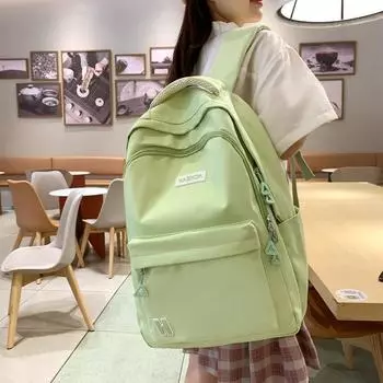 Рюкзак Студенческий школьный рюкзак Сплошной цвет Компьютерный ноутбук Рюкзак чёрный