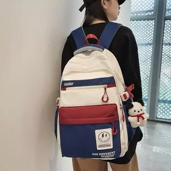 Рюкзак Студенческий школьный женский рюкзак большой вместимости в студенческом стиле белый