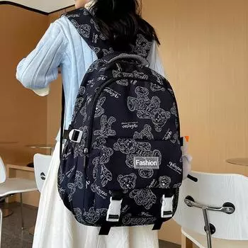 Рюкзак студентка с принтом медведя школьный рюкзак большой емкости для кампуса