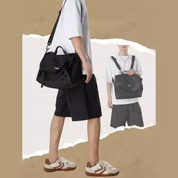 Рюкзак сумка через плечо женский студенческий школьный рюкзак мужской спортивный рюкзак для компьютера сумка двойного назначения чёрный