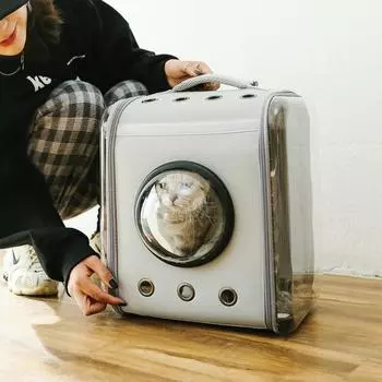 Рюкзак-сумка для кошек, портативная сумка для кошек и собак, для выхода на улицу, зимняя космическая капсула, теплая, прозрачная, дышащая, складная, для путешествий 34*30*40cm
