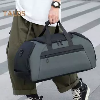 Рюкзак-сумка для одежды с отделением для мокрой одежды, карманом для обуви, проверкой безопасности, 15 отделений, трансформируемая дорожная сумка, водонепроницаемый холщовый органайзер для одежды в путешествиях чёрный