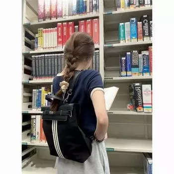 Рюкзак сумка женская большая вместимость 2024 новый летний нейлоновый материал улучшенная текстура школьный рюкзак многофункциональный выходной рюкзак чёрный