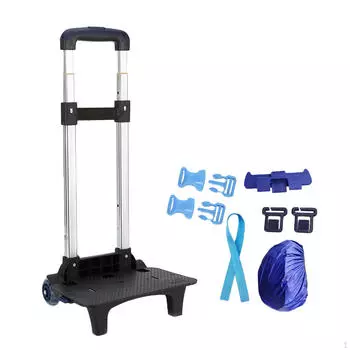 Рюкзак-тележка, набор, ручная тележка, компактная, 2 колеса с дождевиком, грузовик на колесах для Blue Black