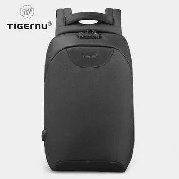 Рюкзак Tigernu с защитой от кражи, замок TSA, брызгозащищенный повседневный рюкзак, сумки для ноутбука унисекс чёрный