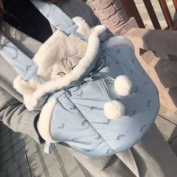 Рюкзак, толстая теплая регулируемая переноска для домашних животных, зимняя сумка-переноска для рук- розовый