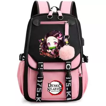 Рюкзак «Убийца Демонов» в стиле аниме для женщин, парусиновая сумка для ноутбука, школьная сумка для девочек-подростков, школьная сумка для мужчин и женщин, дорожная сумка