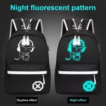 Рюкзак унисекс, цветной, светящийся, светоотражающий, регулируемые, широкие плечевые ремни, большая вместимость, большая грузоподъемность, сумка для бутылки с водой, школьный рюкзак для походов A