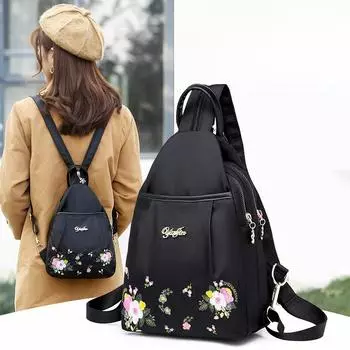 Рюкзак в этническом стиле, женская сумка, новый мини-рюкзак, универсальная нейлоновая сумка из ткани Оксфорд на грудь красный