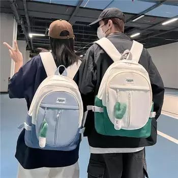 Рюкзак в клетку для старшеклассников, женский холщовый рюкзак синий