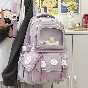 Рюкзак в клетку, женский рюкзак большой емкости, студенческий школьный рюкзак, дорожная сумка жёлтый