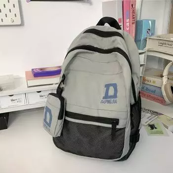 Рюкзак в стиле колледжа большой вместимости, повседневный, стильный, модный, цветной, рюкзак, модный, для школьников средней школы чёрный