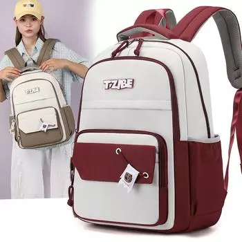 Рюкзак в стиле колледжа с цветными блоками, школьный рюкзак для средней школы, женский, большой емкости, компьютерный рюкзак серый