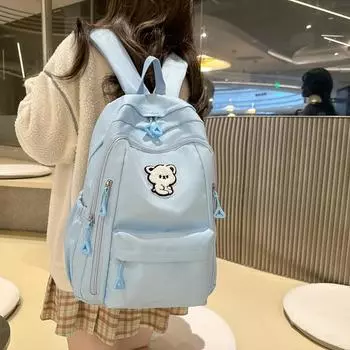 Рюкзак в стиле колледжа, женский школьный рюкзак, студенческий дорожный рюкзак чёрный