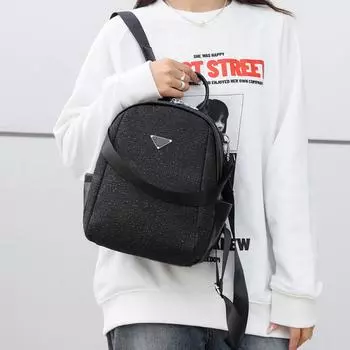 Рюкзак в стиле пэчворк. Женский дорожный рюкзак большой вместимости, инкрустированный бриллиантами. чёрный