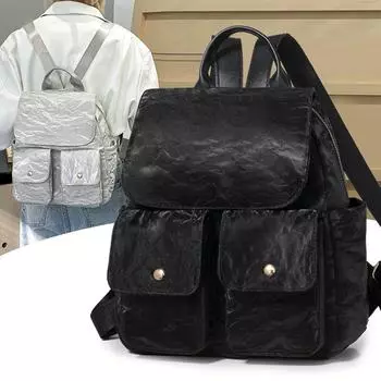 Рюкзак в стиле ретро, женская сумка, нейлоновый рюкзак большой емкости, повседневная модная сумка чёрный