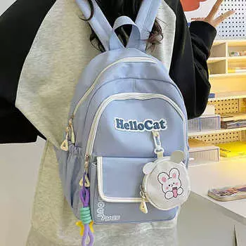 Рюкзак в студенческом стиле для пригородных путешествий, школьный рюкзак для женщин, рюкзак большой емкости чёрный