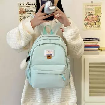 Рюкзак в студенческом стиле, женский школьный рюкзак большой вместимости для учащихся средней школы розовый