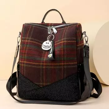 Рюкзак весна-лето твидовый сращивание ручной маленький рюкзак корейская версия для отдыха большой емкости сумка через плечо