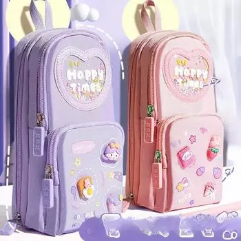 Рюкзак водонепроницаемый пенал для девочек, учеников начальной школы, детей, большой емкости, эстетическая ценность, простые и милые канцелярские принадлежности с героями мультфильмов для девочек розовый