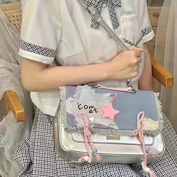 Рюкзак Y2K Kawaii, кошелек, модный рюкзак со звездой, женская милая сумка и кошелек