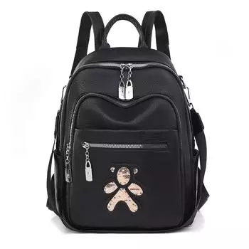 Рюкзак Женская Дорожная Сумка Мягкая Кожа Многофункциональная Наплечная Сумка чёрный