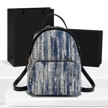 Рюкзак женская дорожная сумка, новинка 2023, холщовая сумка большой вместимости, школьный рюкзак для отдыха и работы, длина 18 см, ширина 8 см, высота 22 см чёрный