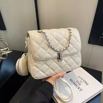 Рюкзак женский 2024 года, новая мода, высокая чувственность, нишевая, цепочка с бриллиантами, маленькая квадратная сумка, повседневный легкий дорожный рюкзак серебряный