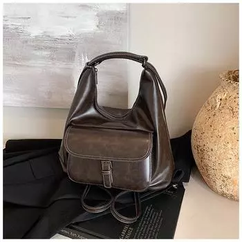 Рюкзак женский большой емкости 2024 новый повседневный нишевый портативный корейский выпуск школьная сумка сумка через плечо дорожный рюкзак чёрный