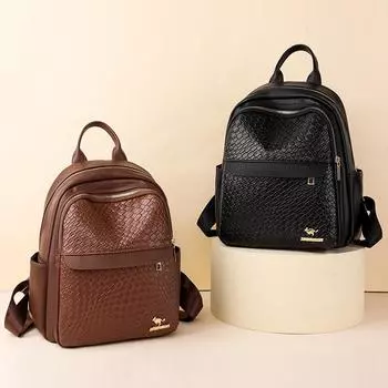 Рюкзак женский большой вместимости, мягкий кожаный рюкзак, школьный рюкзак бежевый