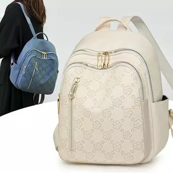 Рюкзак женский большой вместимости мягкий кожаный дорожный рюкзак чёрный