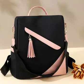 Рюкзак женский большой вместимости рюкзак антивор дорожная маленькая сумка чёрный/белый