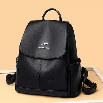 Рюкзак женский большой вместительности, мягкий кожаный рюкзак, дорожная сумка красный