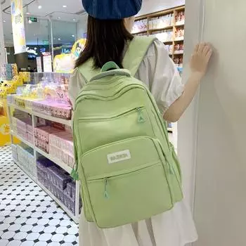 Рюкзак женский дорожный рюкзак для старшеклассников школьный мужской зелёный