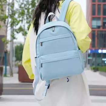 Рюкзак женский дорожный рюкзак однотонный водонепроницаемый школьный рюкзак синий