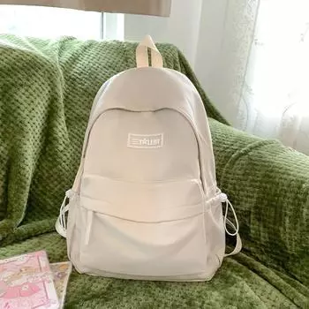 Рюкзак женский из цельного нейлона для молодежи, кампус, для девочек, симпатичный, с подвеской, карманом на молнии чёрный