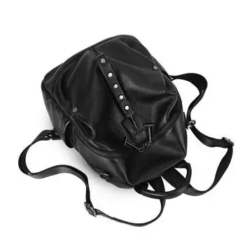 Рюкзак женский из натуральной кожи корейская мода большая вместительная сумка модный первый слой коровьей кожи мягкий кожаный рюкзак чёрный